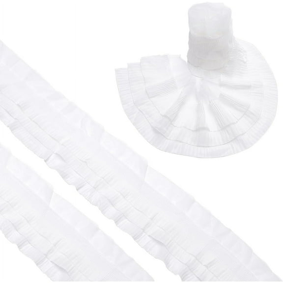 1 Bundle 2 Yards 3-Layer Tiered Ruffle Pleated Chiffon Lace Fabric 4.7 inch Wide White Chiffon Trim Ribbon for Wedding Decorations Clothing Sewing Craft DIY