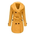 thumbnail image 4 of IROINNID Women's Winter Warm Mid-Long Coat Solid Color Elegant Anorak Jacket Long Sleeve Outwear, Yellow, 4 of 9