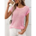 thumbnail image 3 of jinghuiyue Women's Crewneck Sweater Vest Hollow Out Cap Short Sleeve Knit Crochet Shirts Beach Cover Up Summer Pullover Tops S, 3 of 7