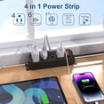 thumbnail image 2 of Wall Mount Power Strip Black, 4 Outlet Mountable Power Strip with Switch, 6ft Flat Plug Extension Cord for Home, Office, and School, ETL Listed (6ft, 4 Outlets), 2 of 3