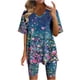 thumbnail image 1 of Blusas para las Mujeres Casual, Cuello en V de Manga Corta Impresa Superior Y Suelto Pantalones Cortos, Conjuntos de Moda de Verano, 1 of 4
