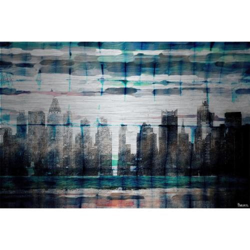 Parvez Michel Inc Parvez Taj Skyline At Night Painting Print On Brushed Aluminum Walmart Com Walmart Com