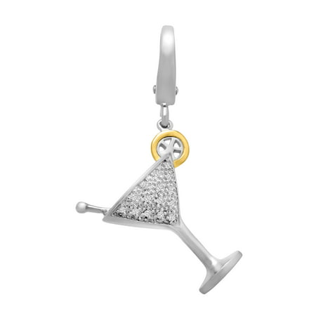 Duet Martini Charm with Diamonds in Sterling Silver & 14kt Yellow Gold