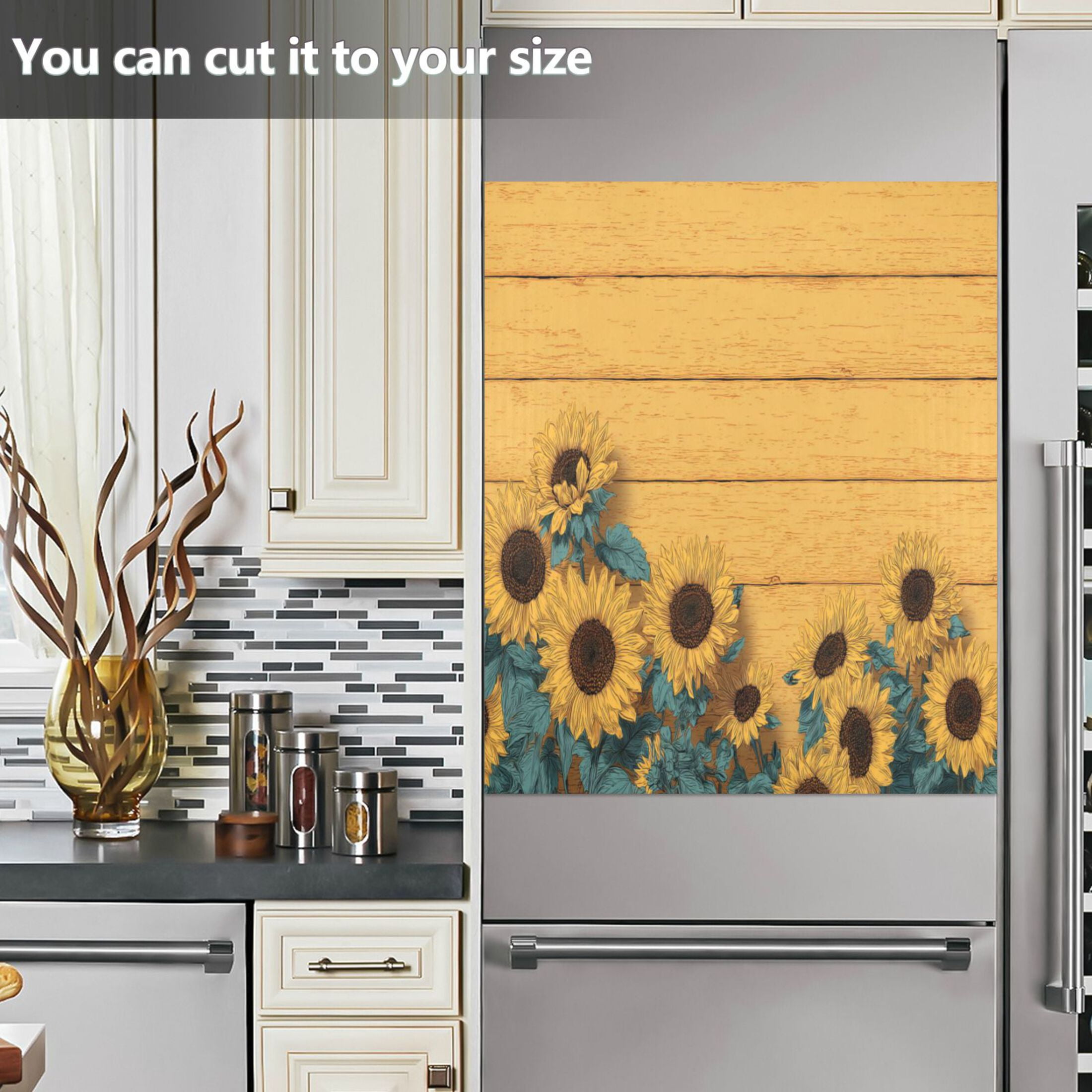 Dishwasher Magnetic Refrigerator Magnet Cover Sticker Home Decorative 23"x26" Bright Colors Sunflowers