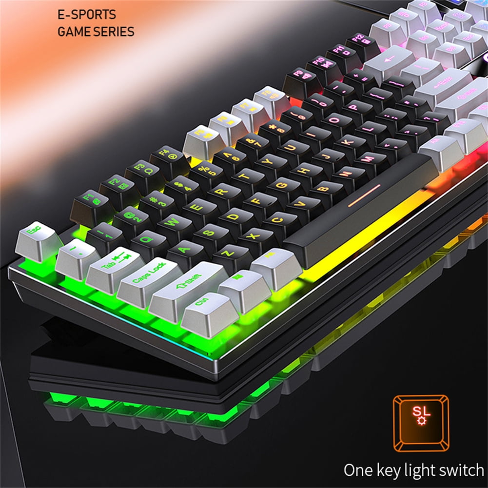 104 Keys Gaming Keyboard Wired Color-Blocking Backlight Mechanical Feel Desktop Computer Keyboard for Desktop Laptop