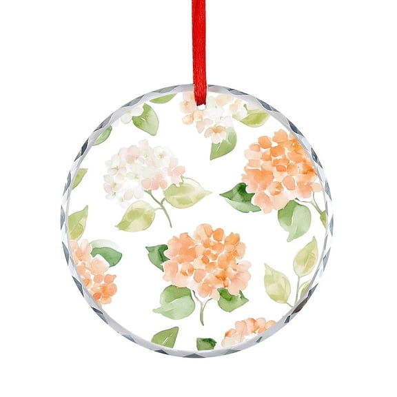 Peach Watercolor Hydrangea Floral Christmas Ornament Spring Flowers Hanging Ornament Hanging Ornaments Xmas Tree Decor for Family Friends Lovers