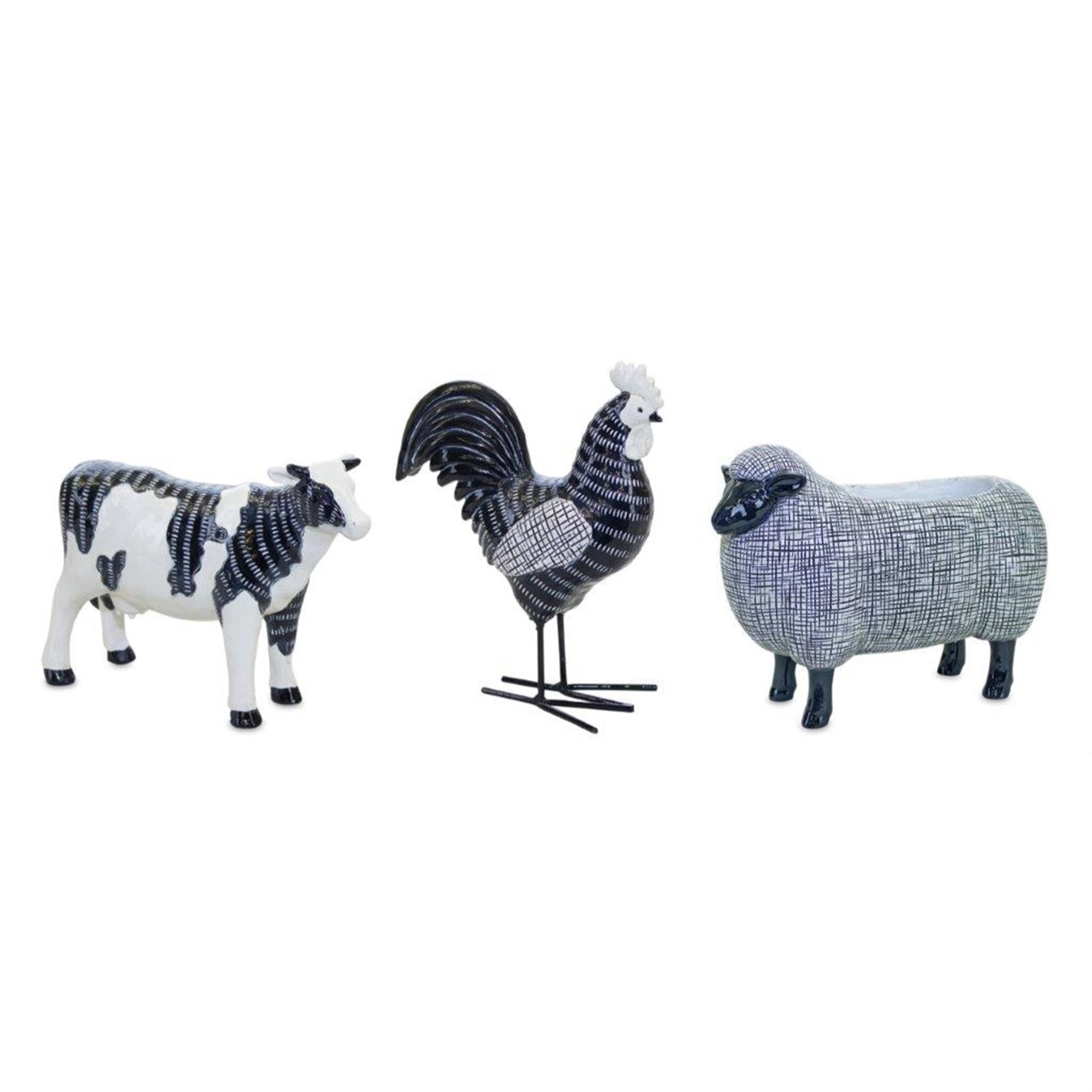 Chicken/Cow/Sheep (Set of 3) 4.25"H, 4.5"H, 6"H Resin