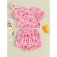 thumbnail image 4 of Suealasg 2Pcs Kids Girls Summer Outfits 3T 4T 5T 6T 7T Short Sleeve Floral Print T-Shirt Tops Drawstring Shorts Little Girls Clothes, 4 of 9