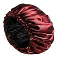 thumbnail image 2 of Gorro de satén para mujer, gorro de noche, gorro de baño con gorro elástico para dormir, turbante para cabello largo y liso, cuidado del cabello, baño Vino rojo Yinane Gorro para dormir, 2 of 8