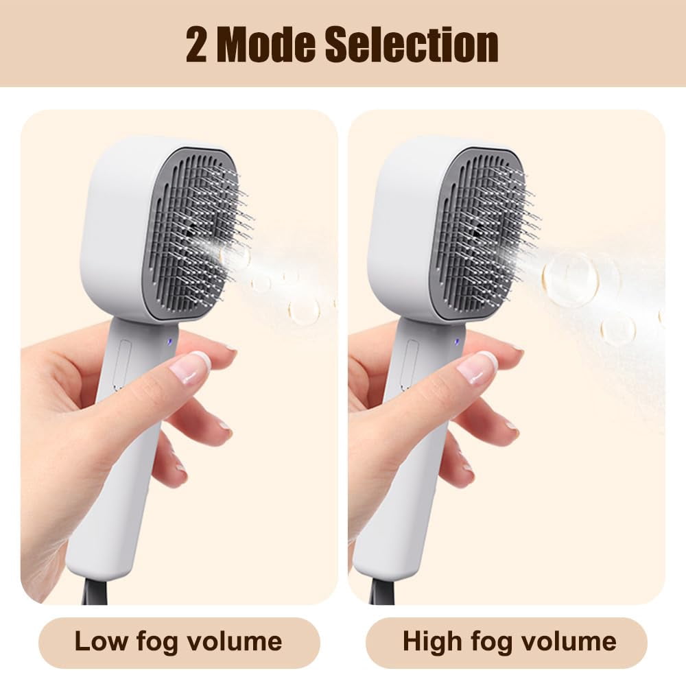 Cat Steamy Brush,3 in1 Self Cleaning Steam Cat Brush with 30ml Water Tank USB Rechargeable for Cats Dogs Rabbits Massage Clean Grooming