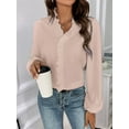 thumbnail image 5 of Women Business Casual Ruffle Long Sleeve Tops V Neck Shirts Work Solid Clothes  S, 5 of 6