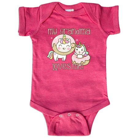 

Inktastic My Grandma Loves Me Unicorns Gift Baby Boy or Baby Girl Bodysuit