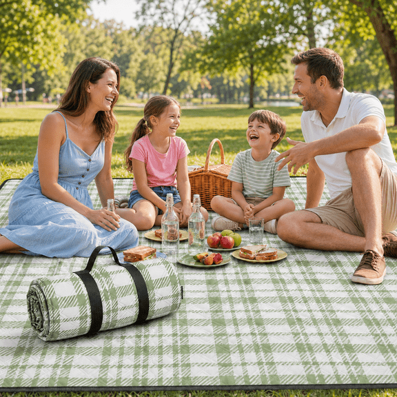 KOYMISKU Extra Large Picnic Blanket 78.7" x 78.7", Waterproof Outdoor Blanket with Soft Padded Top and Oxford Backing, Foldable Beach Mat for Camping, Park, Family