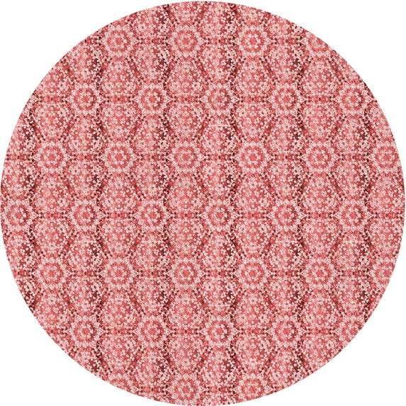 Ahgly Company Indoor Round Patterned Pastel Pink Area Rugs, 7' Round