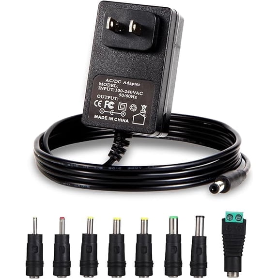 xixishop 18V AC DC Power Supply Adapter 18Volt 1 Amp Charger DC 18V 1A Power Cord with 8 Interchangeable Jacks for 100mA 200mA 300mA 400mA 500mA 600mA 800mA 900mA 1000mA Electronics