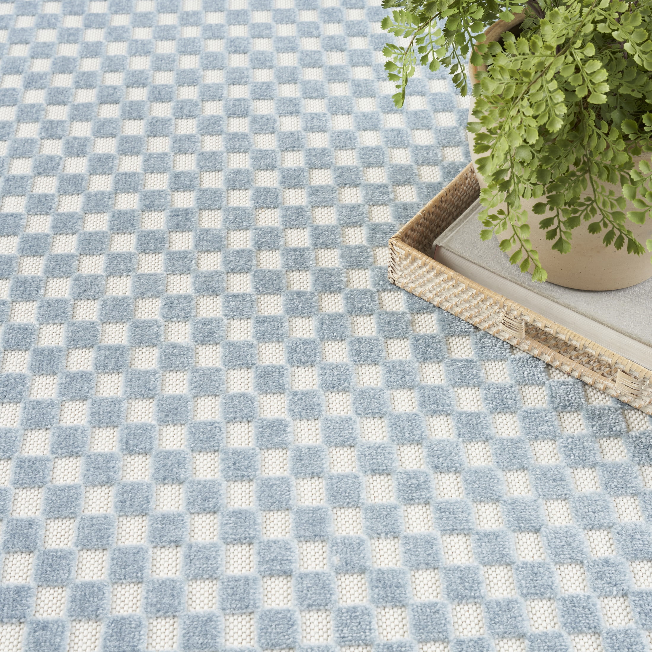 Nourison Care Free 6'7" x 9'2" Blue Modern Indoor Rug