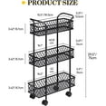 Slim Rolling Storage Cart, 3 Tier Bathroom Organizer, Shelving Utility