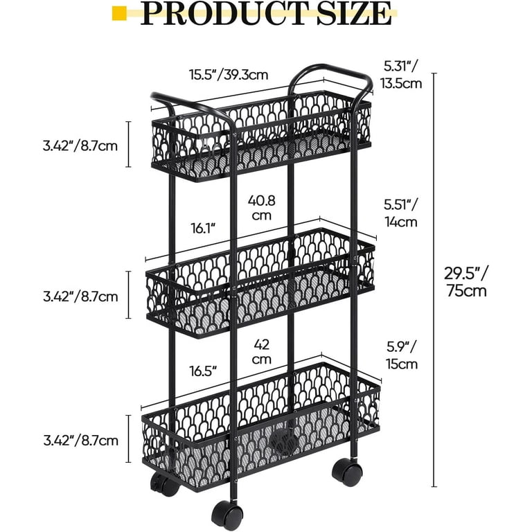 KPX Slim Rolling Storage Cart Kitchen Small Shelves Organizer with Casters  Wheels Mobile Bathroom Slide Utility Cart, Small Shelf for Laundry Room