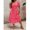 Hot Pink, variant on Womens Hot Pink And Red Striped Square Neck Midi Dress With Pockets