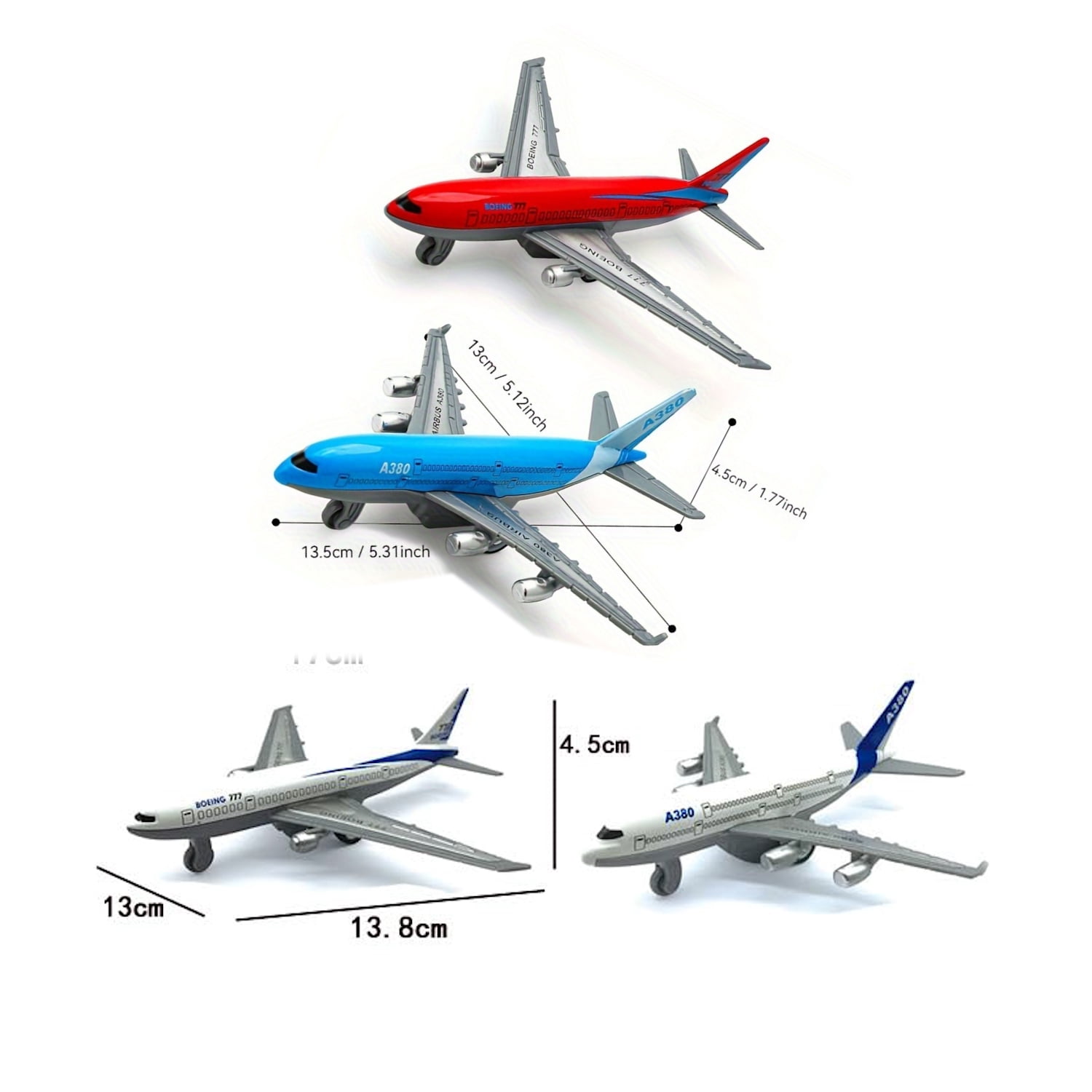 4 Pack Airplane Toys, Metal Plane Pull Back Airplane Toys for 3 4 5 6 Years Old Boys Girls, Die Cast Aircraft Plane Models, Kids' Play Vehicles Aeroplane Airplanes for Kids Birthday Gifts