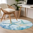 thumbnail image 4 of Teal Blue Coastal Round Area Rug 3.3 FT, Non Slip Small Entryway Kitchen Mat, Summer Ocean Starfish Coral Washable Soft Circular Rug Non-Shedding Door Mat for Bathroom Playroom Kids Room, 4 of 9