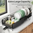 thumbnail image 4 of Large Dish Drying Rack - Expandable (19.3" to 29.4") Dish Rack for Kitchen Counter, Stainless Steel Dish Drainer with Utensil Holder, Pan Holder & Pot Lid Holder, Black, 4 of 9