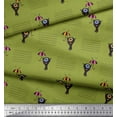 thumbnail image 3 of Soimoi Green Heavy Satin Fabric Waves,Umbrella & Monster Cartoon Print Fabric by Yard 54 Inch Wide, 3 of 3