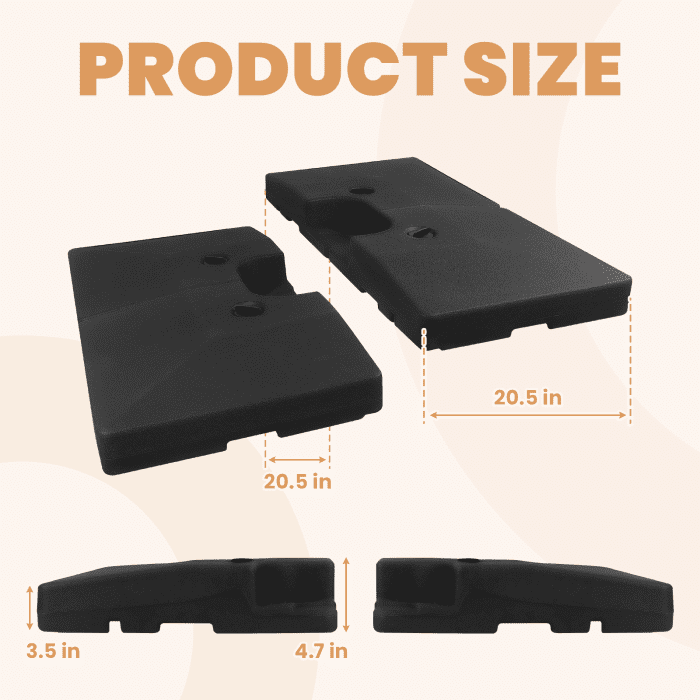Sturdy Build HDPE Umbrella Base, 4-Piece Black Set, 356 LBS Capacity, Easy-Fill Spouts, Umbrella Stand Base for Beach, Garden, Outdoor
