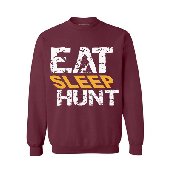 Awkward Styles Eat Sleep Hunt Unisex Crewneck Hunter Sweater for Men I Love Hunting Crewneck for Women Hunting Clothes Eat Sleep Hunt Sweater Crewneck Hunters Gifts Sweater for Hunter