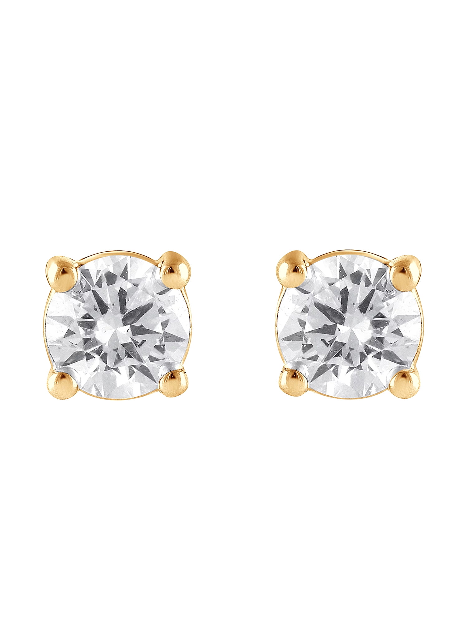 Unique Moments 1/2 Ct Round Lab Grown Diamond Stud Earrings in 10K Yellow Gold for Women (J-SI-I1)