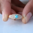 thumbnail image 2 of Arizona Turquoise & Micro Pave Diamonds Studded Ring, 925 Starling Silver Evil Eye Gemstone Dainty Ring, Gift For Handmade Fine Jewelry, 2 of 5