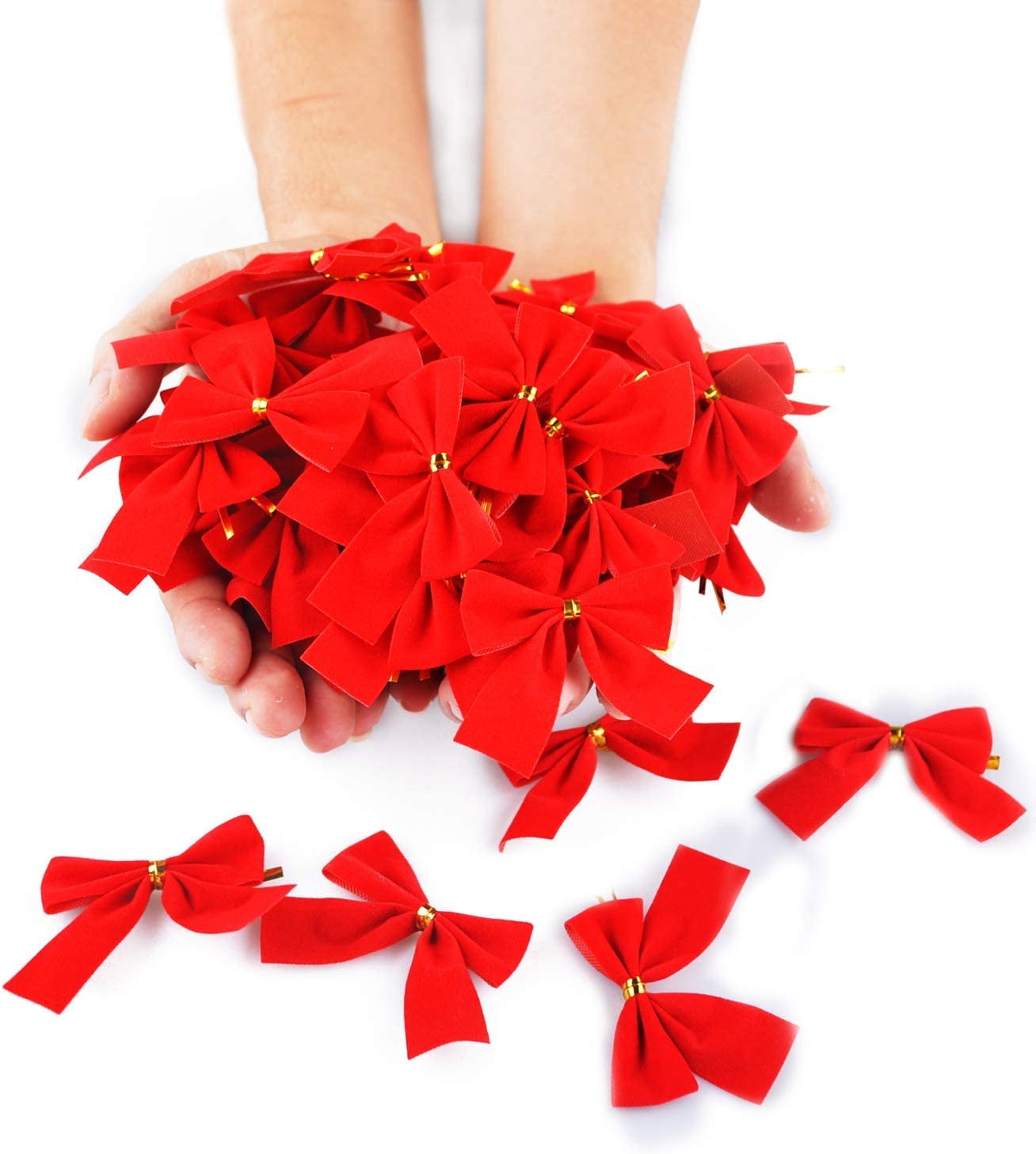 Happon 36 Pack Mini Christmas Tree Bows 5 cm Ribbon Bows Ornaments for