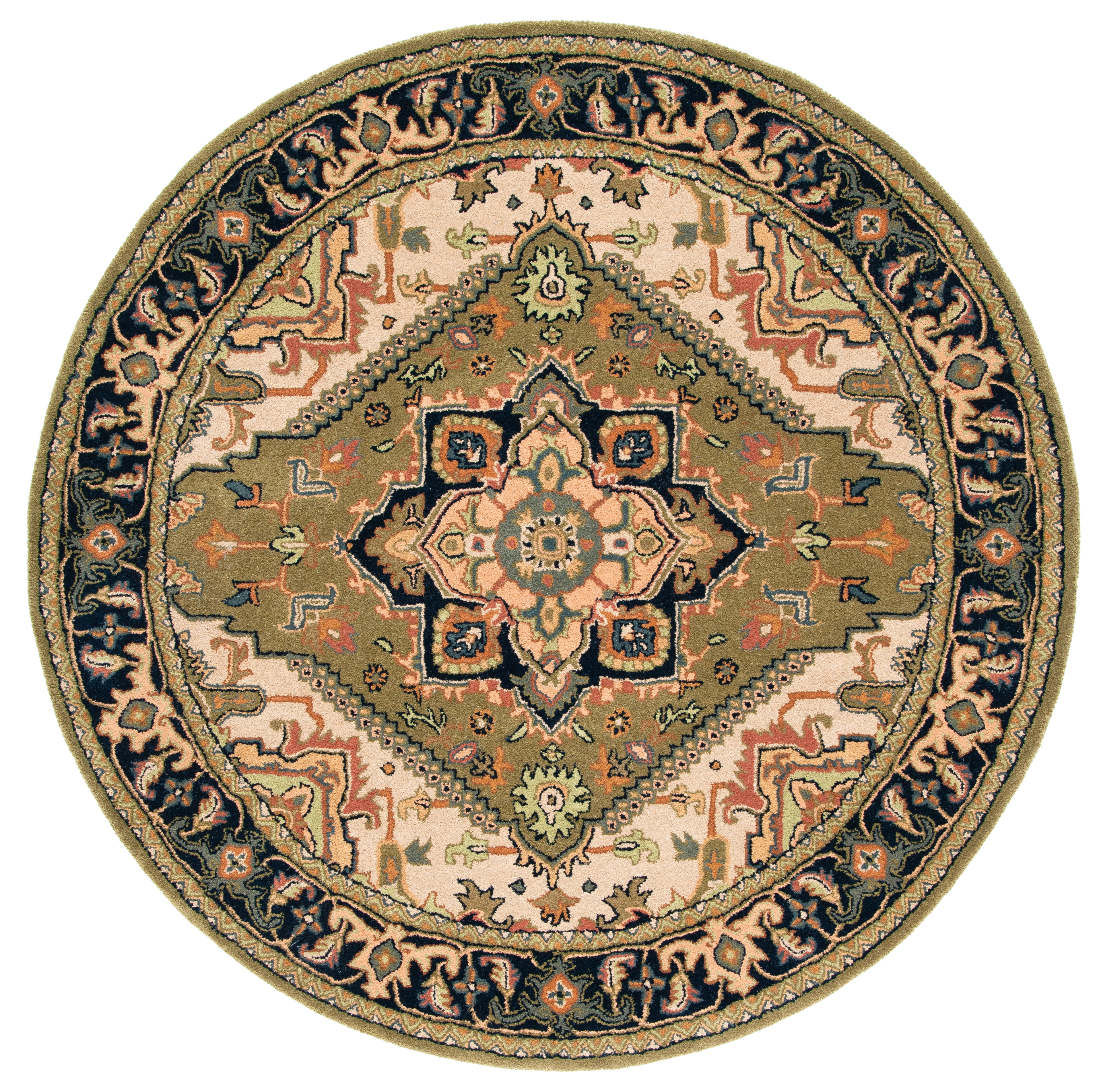 Safavieh Heritage York Oriental Wool Area Rug, Green/Light Brown, 6' x 6' Round