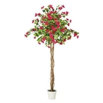 Yeshouse 4FT/5FT/6FT Artificial Bougainvillea Tree, Tall Potted Fake Bougainvillea Trees, Faux Tree with Wood Trunk and Pink Flowers for Outdoor Indoor