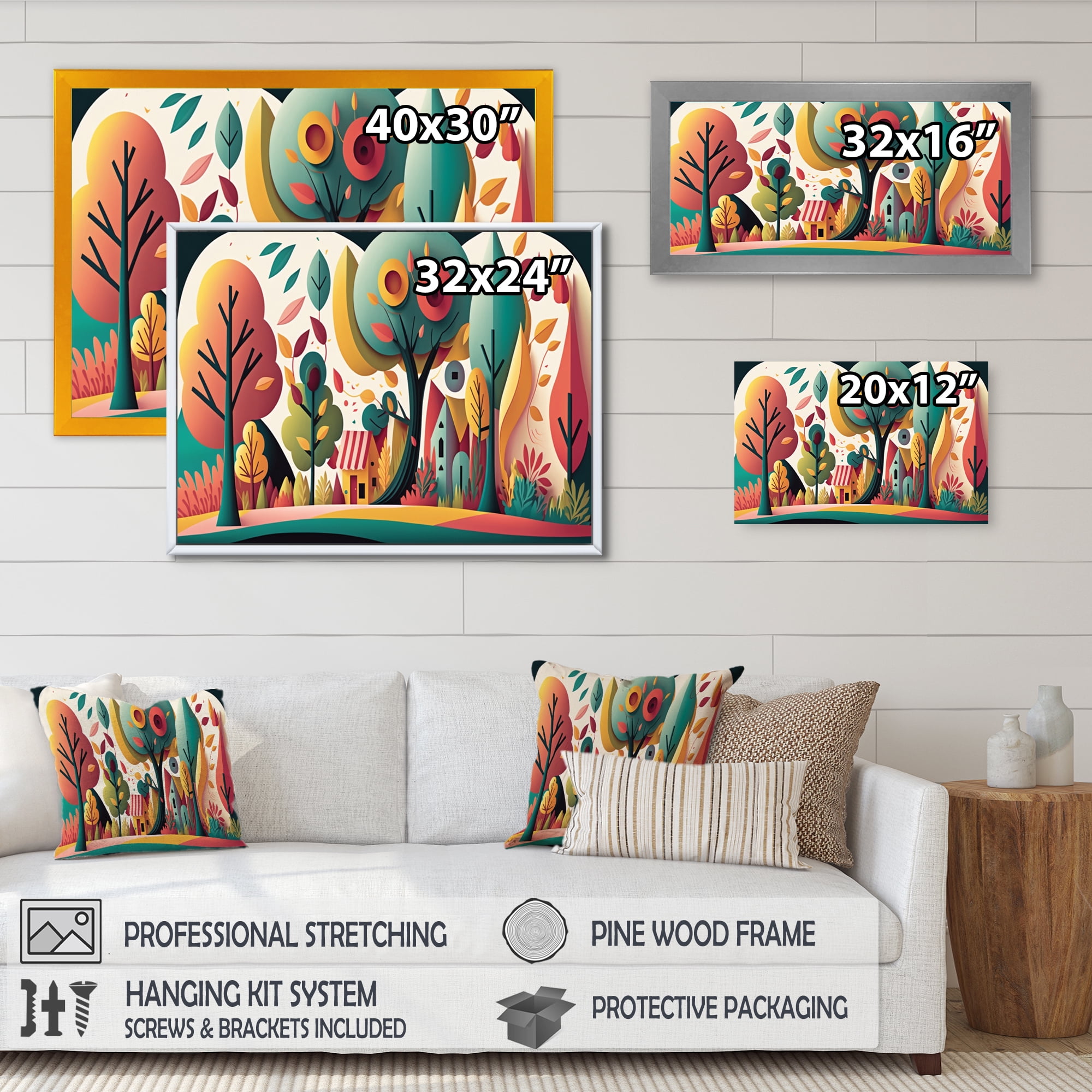 Designart Futuristic Cityscape With Trees I Canvas Wall Art