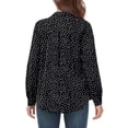 thumbnail image 5 of MLANM Womens Casual Button Down Shirts V Neck Long Sleeve Collared Office Work Blouses Tops, XL Dot Black, 5 of 7