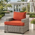 thumbnail image 4 of Ovios 7 Pieces Outdoor Patio Furniture Set All-Weather Rattan Wicker Sectional Sofa and Chairs with Ottomans, Orange Red, 4 of 10