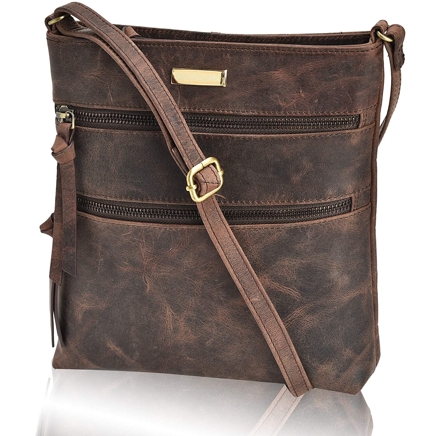 Real Leather Small Vintage Adjustable Shoulder Bag Crossbody Bags for Women