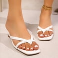 thumbnail image 5 of KIJBLAE Women's Square Toe Clip Toe Low Heel Slides, Open Toe Wide Width Casual Slippers for Outdoor Leisure White 41, 5 of 8