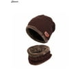 thumbnail image 2 of Spencer 2Pcs Winter Beanie Hat Scarf Set Lined Warm Knitted Hat Thick Skull Cap for Men Women "Brown", 2 of 5