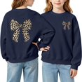 thumbnail image 2 of Girls Sweatshirt Girls Leopard Print Bow/Heart Graphic Pullover Tops Casaul Fall Sweatshirt Size 13-14 Years, 2 of 8