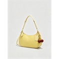 thumbnail image 3 of Women’s Yellow Hobo Shoulder Bag, Small Purse with Cherry Charm and Chain Strap, 3 of 5
