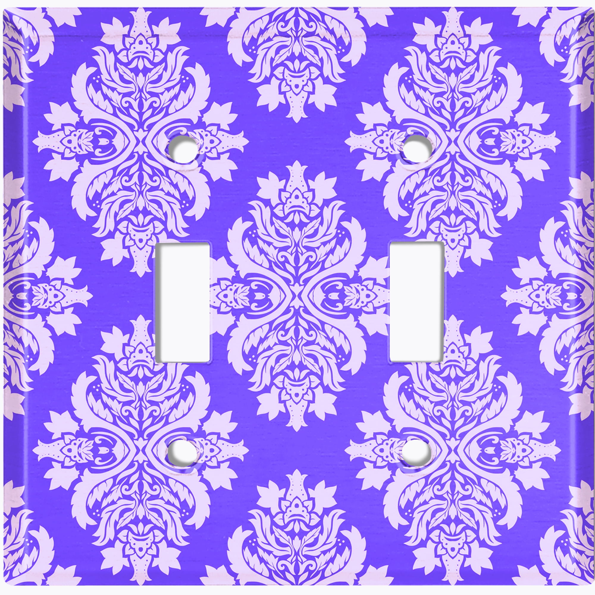 Metal Light Switch Plate Outlet Cover Damask Purple Double Toggle