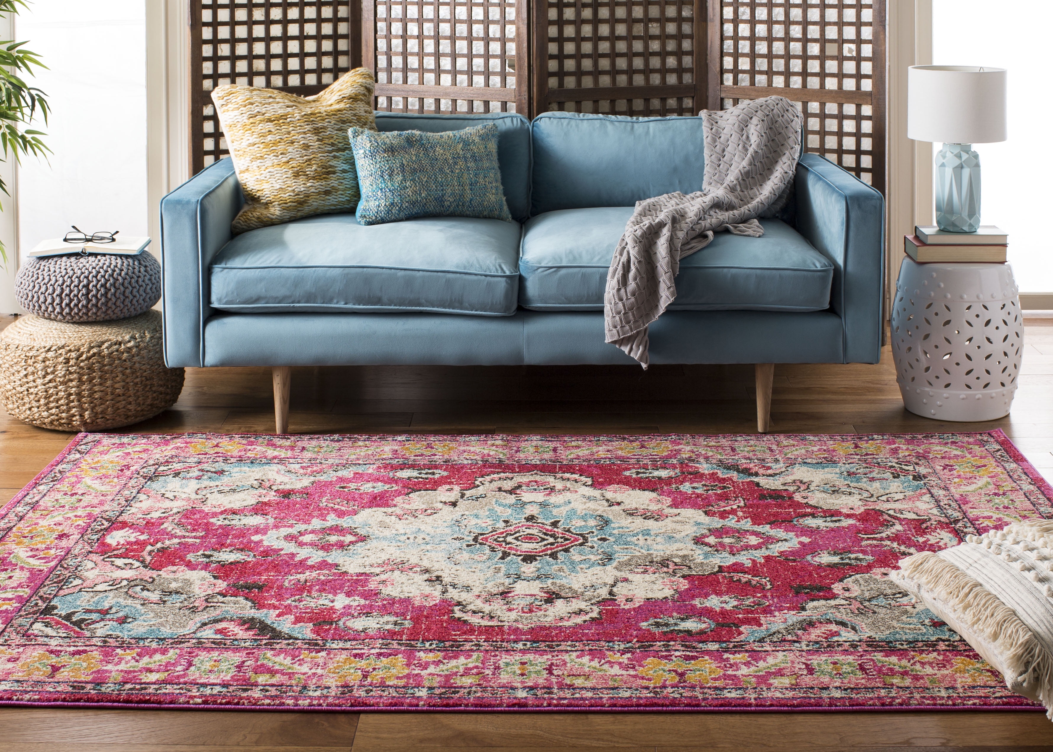 SAFAVIEH Area Rug 12x18 - Monaco Collection - X-Large - Traditional Design, Pink & Multi, Ideal for Living Room, Bedroom, Dining Space