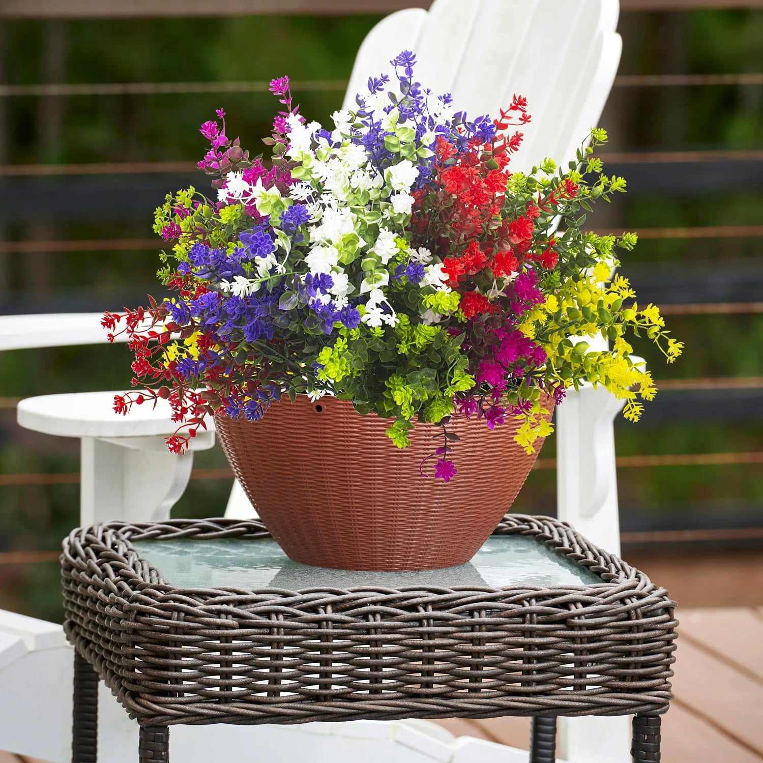 Artificial Flowers, 10 Bundles Outdoor Fake Flowers for Decoration UV Resistant Faux Plastic Plants Garden Porch Window Box Decor