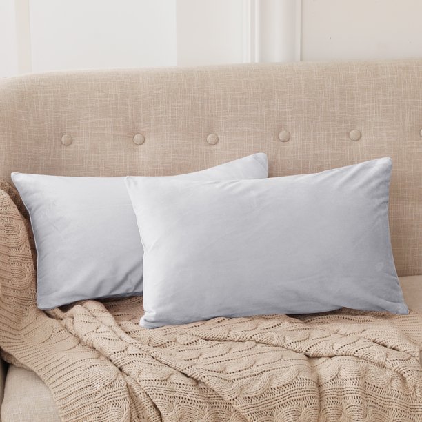 Deconovo Pack of 2 Lumbar Pillow Covers 12x20 Plush Velvet Pillow