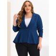 thumbnail image 3 of Blazer de talgrande pamujer con solacon muescas, dobladillo con volantes y péplum, paNavidad azul real 5X, 3 of 5