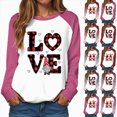 thumbnail image 2 of HCNTES Womens Girls Valentines Day Long Sleeve Love Heart Print Top Sweatshirt Spring Casual Round Neck T-Shirt Fashion Comfortable Leisure Pullover(A-Watermelon Red,2XL), 2 of 9