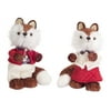 Pack of 4 Brown and White Dressed Foxes Boy and Girl Tabletops 11"