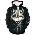 thumbnail image 2 of WHNBCW Funny Wolf Printed Hoodie Animal Graphic Sweatshirt, 2 of 8
